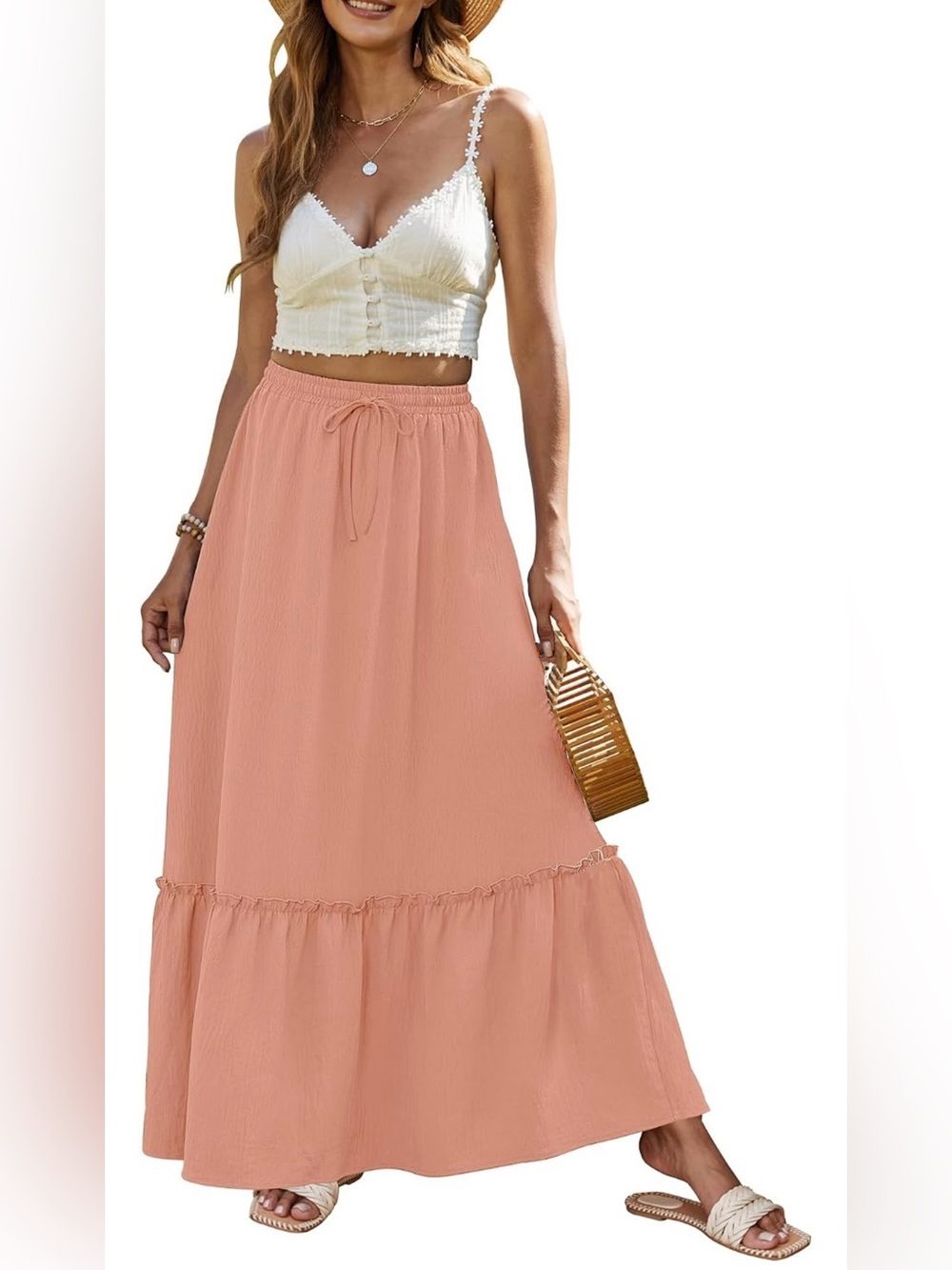 NWOT - Size L Strapless Peach Maxi Skirt OR Midi Dress!